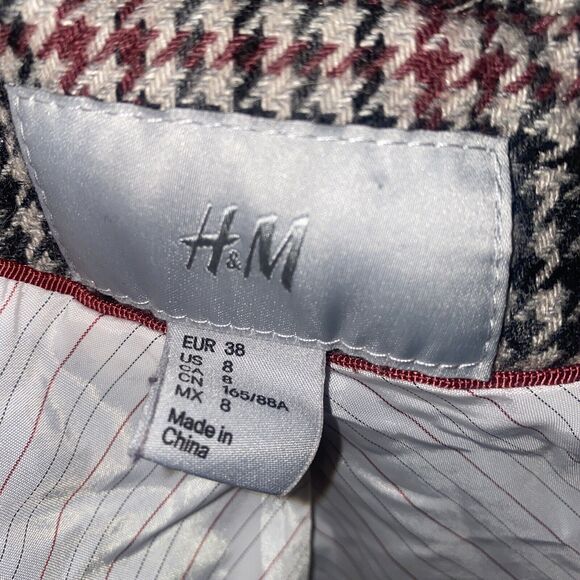 H&M Houndstooth wool Jacket Blazer Womens Dark academia 8 old money - Picture 6 of 13